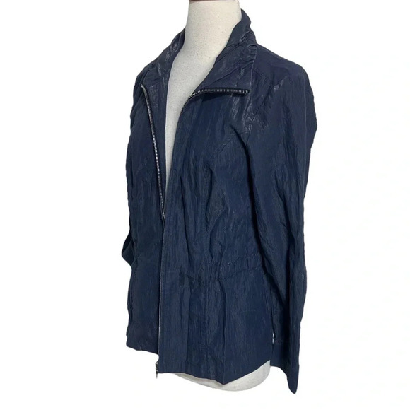 Christopher + Banks S metallic blue wrinkled lightweight jacket - Picture 3 of 6